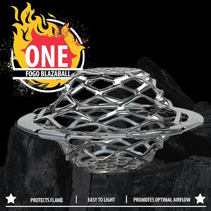 FOGO Blazaball, Fire Starter Accessory for Charcoal Grills, Firepits, and Fireplaces, Compatible with Fire Starters, Silver (BL1) (Pack of 2)