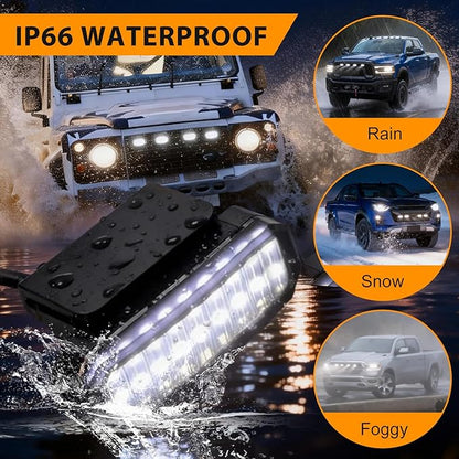 4PCS LED Grille Lights White，Universal Clip-On Car Front,IP66 Smoked Lens,Compatible with Jeep Wrangler,Ford F150,Dodge Ram 1500,Toyota Tacoma
