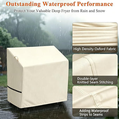 Cover for Vevor/Feasto Double Burners Propane Deep Fryer, Outdoor Waterproof Gas Deep Fryer Cover (Beige)