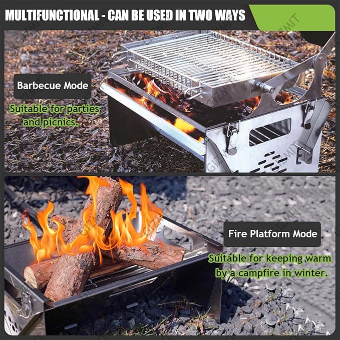 Flip Grill for BBQ, 360° Rotating Barbecue Grill, Stainless Steel Flipping Barbecue Grills, Grill Outdoor, Detachable Portable Charcoal Barbecue Grill for Picnic Yard Party