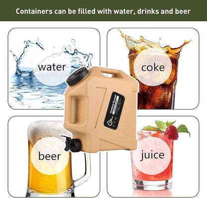 COOZMENT 3.2 Gallon/5 Gallon Water Containers with Spigot, BPA Free Water Jug, Military Green Water Tank, Multifunction Water Storage Containers for Camping Outdoor Hiking,Emergency Storage