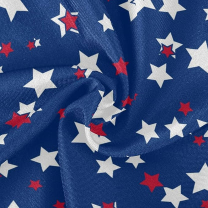 Patriotic Star Round Tablecloth 60" Waterproof Spillproof Polyester Fabric Table Cover with Zipper Umbrella Hole for Outdoor Patio Garden Dining Party