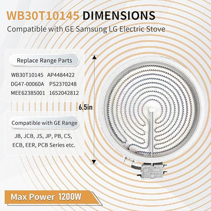 Upgraded WB30T10145 5.5" Single Radiant Surface Element Compatible with GE Samsung and LG Electric Range, DG47-00060A 1652042812 Range Oven Heating Element Replace PS2370248