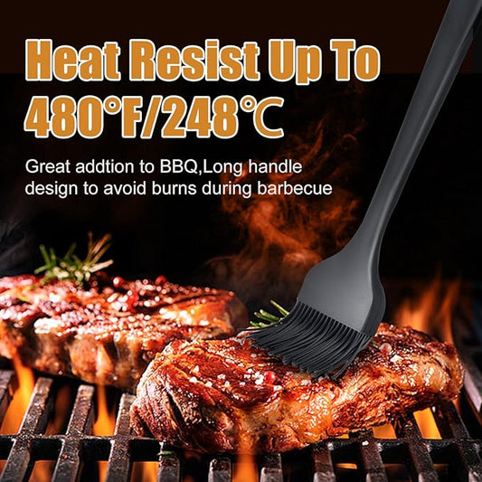 Silicone Basting Brush for Cooking 2 Pcs Pastry Brush for Grilling,Oil,BBQ,Meat,Sauce,Baking (Black)