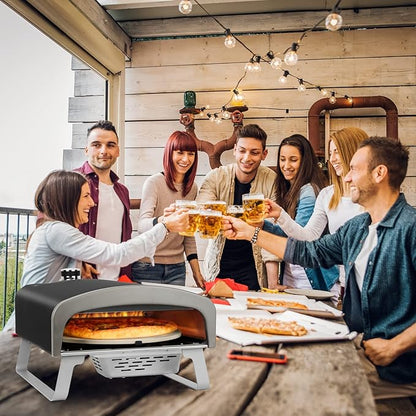 Gas Pizza Oven with Automatic Rotating Stone, Portable Propane Gas Grill Oven for Outdoor Cooking Kitchen Backyard Party Beach RV Tailgating Camping, PS102