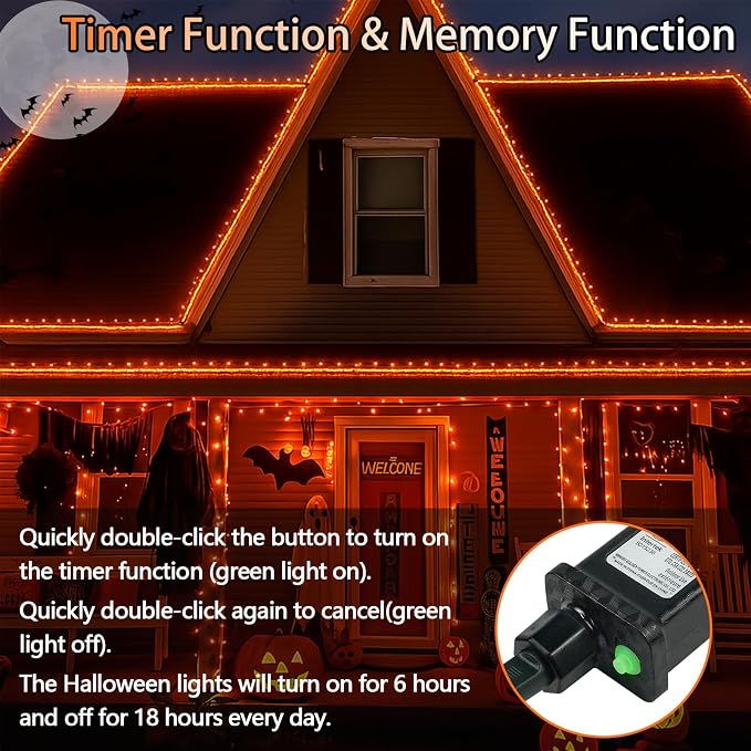 Upgraded Connectable 200 LED Christmas String Lights Outdoor Indoor, 66FT Orange Christmas Decorations Lights 13 Modes, Waterproof Twinkle Fairy Lights Plug in Clear Wire for Tree, Bedroom Decoration