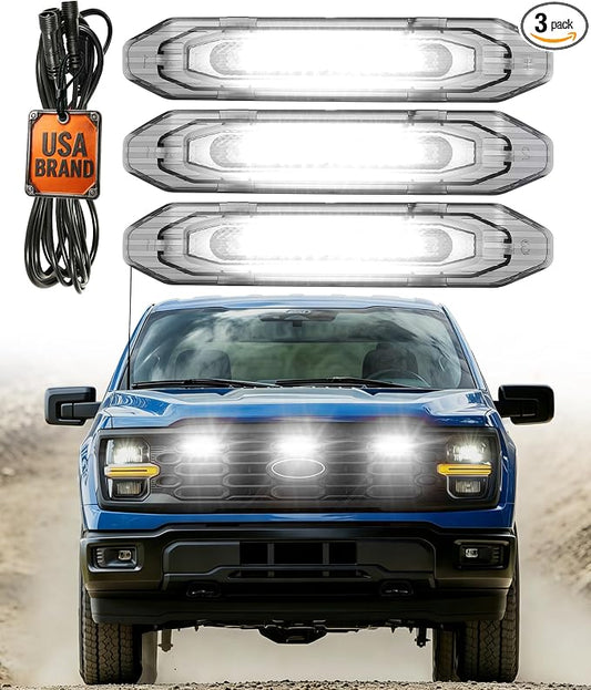 LED Grill Lights for Ford F150 2024-2026 Accessories XL Only, White | Direct-Snap F150 Front Grille Marker Lights, OEM-Style Fit, IP68 Waterproof, Raptor-Style Front-End Upgrade, Off-Road Ready