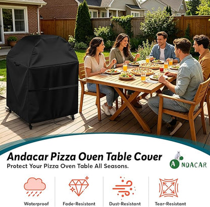 Outdoor Pizza Oven Table Cover for Ooni Oven and Medium Table, Waterproof Outdoor Grill Table Covers Pizza Oven Stand Covers (Cover Only) - 32''Lx24''Wx50''H / 83x63x127 cm, Black