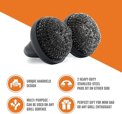 Yukon Glory™ Premium BBQ Grill Brush Easy Grip Double Pad Stainless Steel Cleaner for Gas and Charcoal Grill- Safe for Ceramic, Steel, Cast Iron Grill Grate- Grilling Gifts
