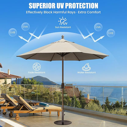 EliteShade USA 10-Year-Non-Fading 10Ft Market Patio Umbrella, UPF 50+ UV Protection Performance Sun Umbrella, Heavy Duty Commercial Grade Outdoor Table Umbrella with Crank, Windproof Vented Top for Garden, Pool, Deck and Outdoor Playsets, No Tilt, Anti...