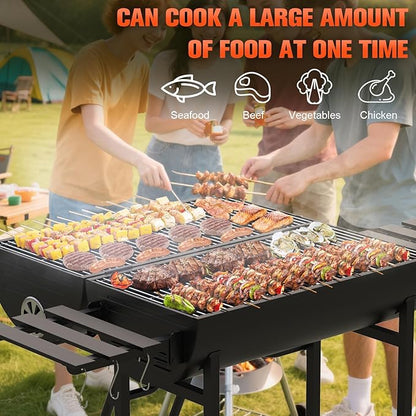 Generic Barrel Barbecue Charcoal Grill 871 Square Inches Cooking Area Outdoor BBQ Grill with 2 Foldable Side Tables Charcoal Barrel Grills for Patio Backyard Camping Picnics Tailgating Parties