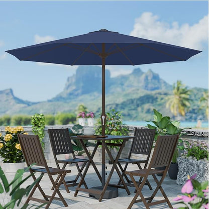 PatioKingdom Auto-Tilt 9FT Patio Umbrella Outdoor with 8 Sturdy Fiberglass Ribs,Market Table Umbrella for Pool,Backyard,Deck and Garden