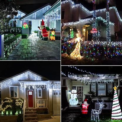 400 LED Icicle Lights for Outside 33FT White Christmas Lights Outdoor | Connectable Plug in Icicle Christmas Lights 8 Modes Waterproof with 75 Drops for Party Holiday Wedding Decoration