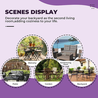 DANGHOOGY Wicker Chair Cushions, Waterproof Outdoor Loveseat Cushions for Patio Furniture, 3 Pieces Wicker Furniture Cushions, 1 Loveseat and 2 U-Shaped Cushions, Purple