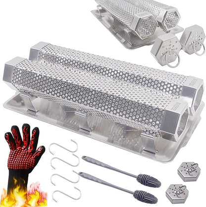 2-Pack 12" Pellet Smoker Tube - Smoke Tube for Pellet Smoker With a Stainless Steel Tray - 5 Hours of Billowing Smoke - Smoking Pip Works with Any Grill or Smoker (2 X 12" smoker tube)