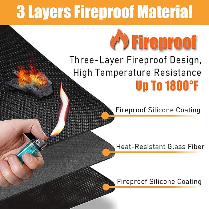 Round Fire Pit Mats for Under Fire Pit Compatible with Solo Stove Bonfire Accessories Compatible with Solo Stove, 3-Layer Easy to Clean Grill Mats for Outdoor Grill to Protect The Deck, Patio, 47in