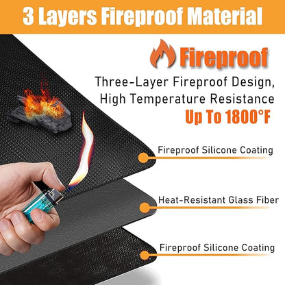 Round Fire Pit Mats for Under Fire Pit Compatible with Solo Stove Bonfire Accessories Compatible with Solo Stove, 3-Layer Easy to Clean Grill Mats for Outdoor Grill to Protect The Deck, Patio, 47in