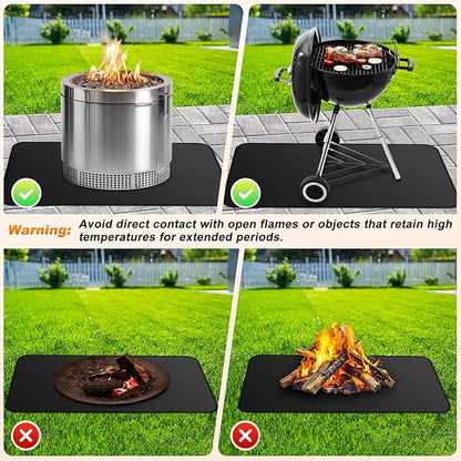 M METERXITY Under Grill Mat for Outdoor Grill, 59x39.4 Inch/ 150x100cm Rectangle Fireproof Fireplace Pad for Indoor Fire Pit, Oil-Proof Waterproof Decks & Patio BBQ Protector Mat