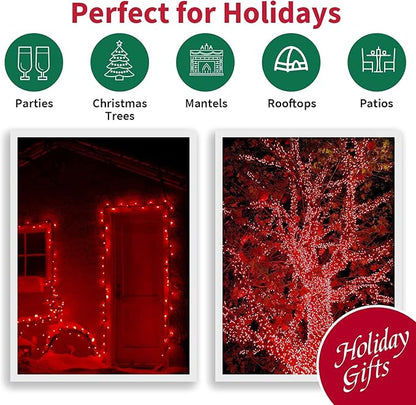 Red Valentines Day Decor Lights,100 Count 19.6FT Mini Valentine's Lights,Red Christmas String Fairy Lights Outdoor Indoor Plug in for Room Party Wedding Tree Valentines Day Decorations