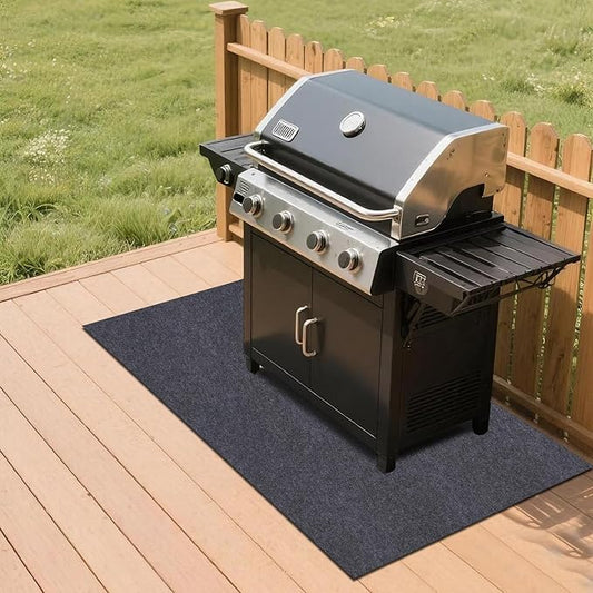 Gas Grill Mat，48" x 48" Premium BBQ Mat—Protects Decks and Patios from Grease Splashes,Soft Absorbent Material-Contains Grill Splatter，Anti-Slip and Waterproof Backing，Washable