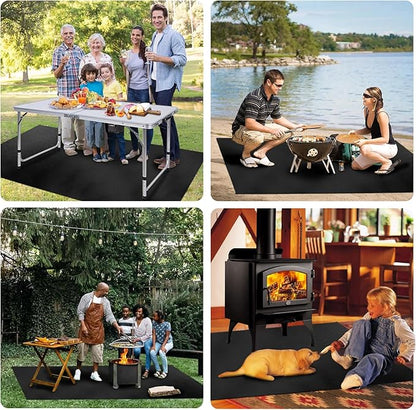 60 x 42 inch Under Grill Mats for Outdoor Grill, Double-Sided Fireproof Deck and Patio Protector Mat, BBQ Mat for Under BBQ, Waterproof Oil-Proof Grill Floor Pads Fire Pit Mat Fireplace Mat