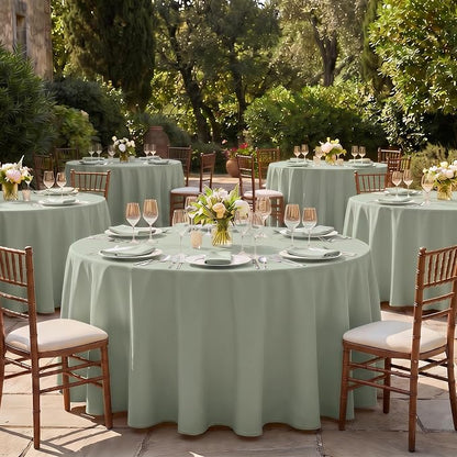 Fitable 6 Pack Sage Green Round Tablecloths - 108 Inches in Diameter | Wrinkle & Stain Resistant, Washable Polyester Fabric, For Wedding Party Banquet Formal Events Fall Thanksgiving Harvest