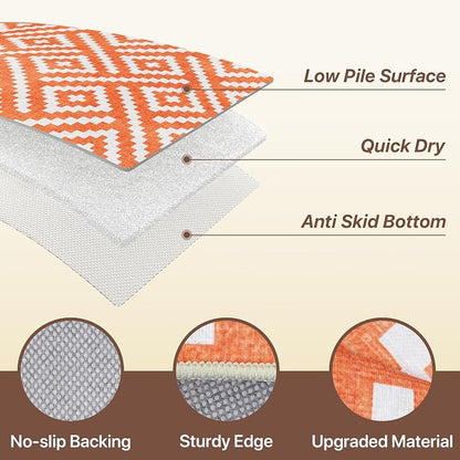 GENIMO Outdoor Rug 3'x5' Waterproof for Porch, Plastic Door Mat Mid Orange | Outside Modern Carpet for Patio Decor, Balcony, Deck, Backyard, Picnic, Camping, RV, Reversible, Foldable, Lightweight