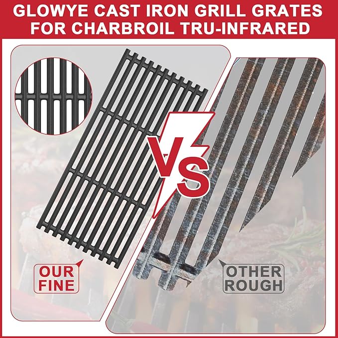 Emitter Plates and Grill Grates for Charbroil TRU Infrared 463355220 463367016 463242516 463246018 463346017 463242515, Grill Replacement for Charbroil Parts G466-2400-W1 G474-0017-W1