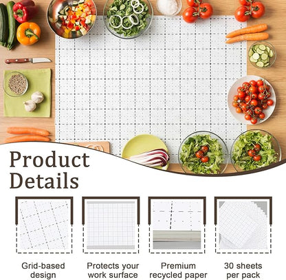 Patelai 30 Pcs Disposable Cutting Boards 24" x 18" Large Heavy Duty Cutting Boards Paper Sheets Mats Drawer Liner for BBQ, Camping, Hunting and Catering