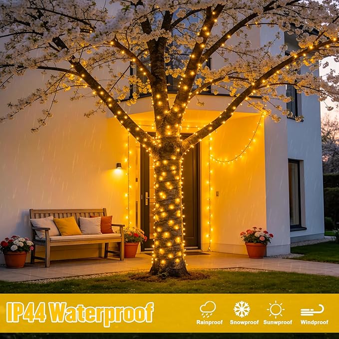 JMEXSUSS 1000 LED 328 FT Warm White Christmas Lights, 8 Modes String Lights Outdoor Waterproof for Christmas Classroom Dorm Patio Decor