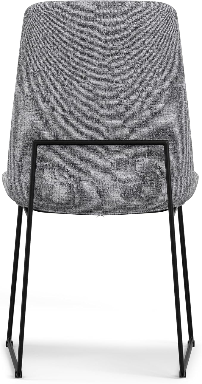 SIMPLIHOME Hayley Vegan Leather Dining Chairs in Cream (Set of 2) | Modern minimalist dining chairs with a metal sled base and a cushioned seat; kitchen or side chairs.