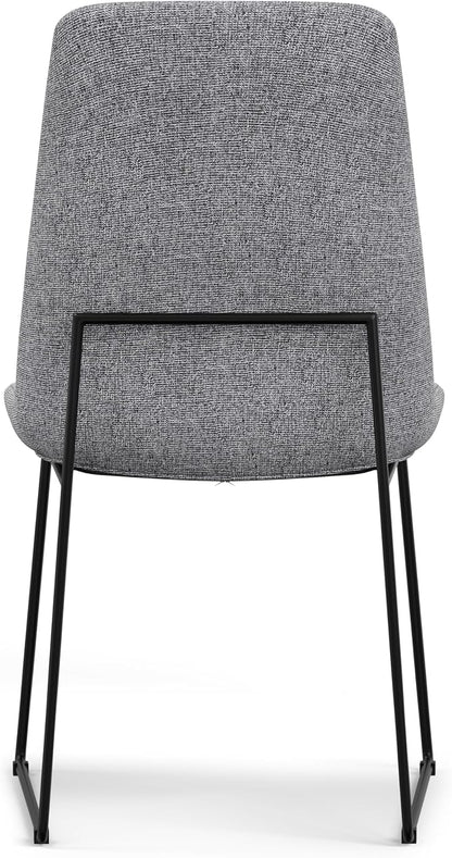 SIMPLIHOME Hayley Vegan Leather Dining Chairs in Cream (Set of 2) | Modern minimalist dining chairs with a metal sled base and a cushioned seat; kitchen or side chairs.