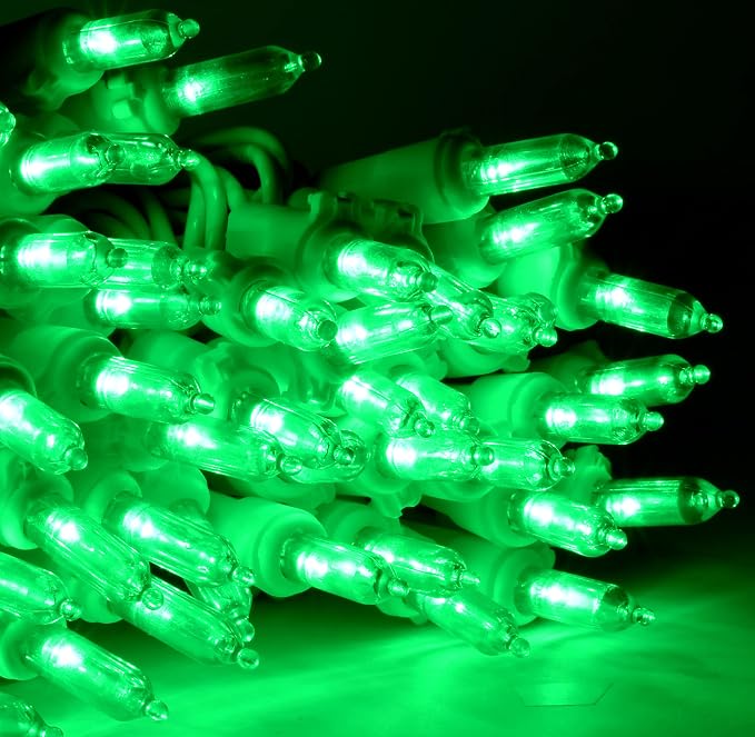 Holiday Essence 200 LED Green St. Patrick's Day Lights Set, 53.8 Ft White Wire Indoor Outdoor Décor for Christmas Tree Easter Traditional Decoration, UL Certified