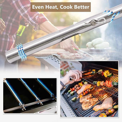 Criditpid Grill Replacement Parts for Charbroil 463344015, 463343015, 463433016, 463240015, 463432215 Gas Grill, Stainless Steel Heat Plate Shields, Crossover Tubes Burner for Charbroil 4 Burner