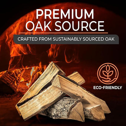 Kiln Dried Pizza Oven Wood 5-6 Inch Oak Logs – 12-14 lbs Mini Split Firewood with 10 Natural Fire Starters – Cooking Wood for BBQ, Grilling, Smoking, and Outdoor Pizza Ovens