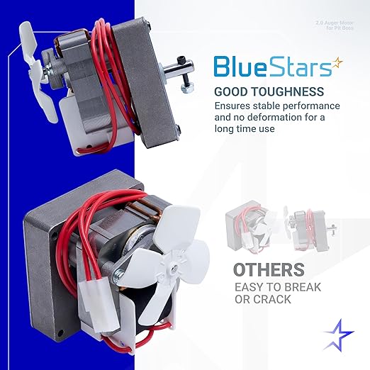 [2025 Upgraded] BlueStars 2.0RPM Grill Auger Motor Replacement Parts for Pit Boss, Traeger, Camp Chef, Z and Nexgrill Wood Pellet Grill Smoker - Universal Barbecue Auger Motor 120V 60Hz 2 Pole