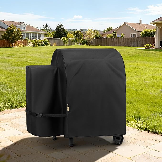 Arcedo Grill Cover Compatible with Traeger 20 / Tailgater 20 Series – Heavy Duty Waterproof Full-Length Outdoor Wood Pellet Smoker Cover for Junior, Bronson 20, Portable BBQ Grill Protector, Black