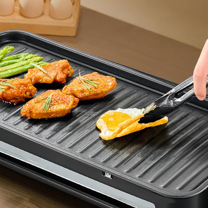 Electric Indoor Grill, 3 in 1 Smokeless Indoor Grills with Non-stick Removable Grill & Griddle Plate, Portable Korean BBQ Grills with 4 Cheese Pans, Adjustable Temperature Control, 1500W (Black)