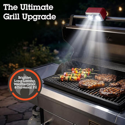 Camerons Rechargeable BBQ Grill Light - 10 Bright LED Bulbs, Adjustable Straps, Heat Resistant, Weatherproof, Long Lasting Battery