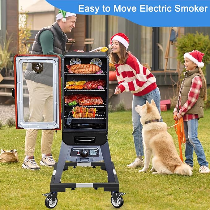 Heavy Duty All Steel Smoker Stand with 5 Inch Casters Wheels, for Vertical Electric Smoker&Digital Electric Smoker Universal Mobile Base