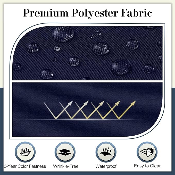 Cozyide Outdoor Chair Cushions, Waterproof Patio Seat Cushions with Adjustable Straps, Square Corner Patio Chair Cushions for Garden, Navy, 18.5x16x3 Inch (Pack of 4)