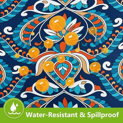 Smiry Spandex Fitted Tablecloth for 6 Foot Rectangle Tables, Washable Picnic Table Cover with Elastic, Stretch Reusable Table Cloth for Outdoor, Camping, Dining & Kitchen (Peacock Paisley, 30"x72")