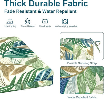DYTXIII Set of 4 Outdoor Chair Cushions, Water Resistant 18.5"x16"x2" Square Seat Cushion for Patio Dining Chairs, High-Density Replacement Pads for Indoor Outdoor Furniture - Lush Leaf Green