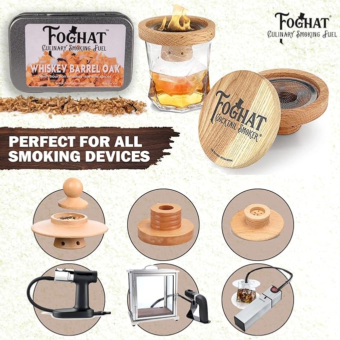 Cocktail Smoker Wood Chips - 4oz Whiskey Barrel Oak Shavings for Smoker, Whiskey & Drink Infuser Kit - Culinary Wooden Smoking Chips for Hand Held Food Smoke Gun & Bourbon Drink Glass Smoker