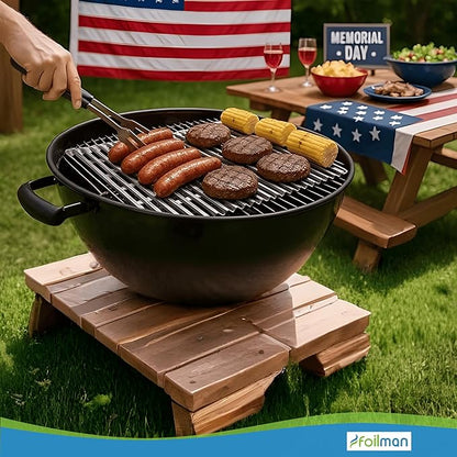 Foilman Heavy-Duty Disposable Aluminum Grill Liners, 12 x 20 Inch Nonstick Cooking Sheets for BBQ, Protects Grates from Grease, Even Heat Distribution, Easy Cleanup for Outdoor Grilling - Pack of 12