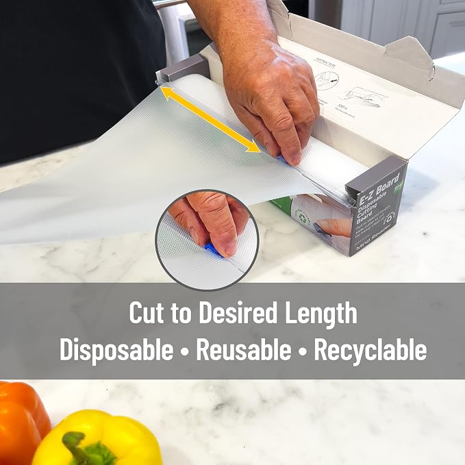 Mind Reader E-Z Board Disposable Plastic Cutting Board, 20 Square Feet, Easy Clean-Up and Convenient Use, Ideal for Camping, Hunting, Boating, and For People With Food Allergies, Clear