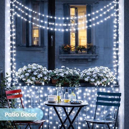 6 Pack Solar String Lights Outdoor, Extra-Long 600LED Solar Fairy Lights Outdoor Waterproof, Solar Twinkle Lights Silver Wire 8 Modes Solar Outside Lights for Xmas Tree Party Wedding (Cool White)