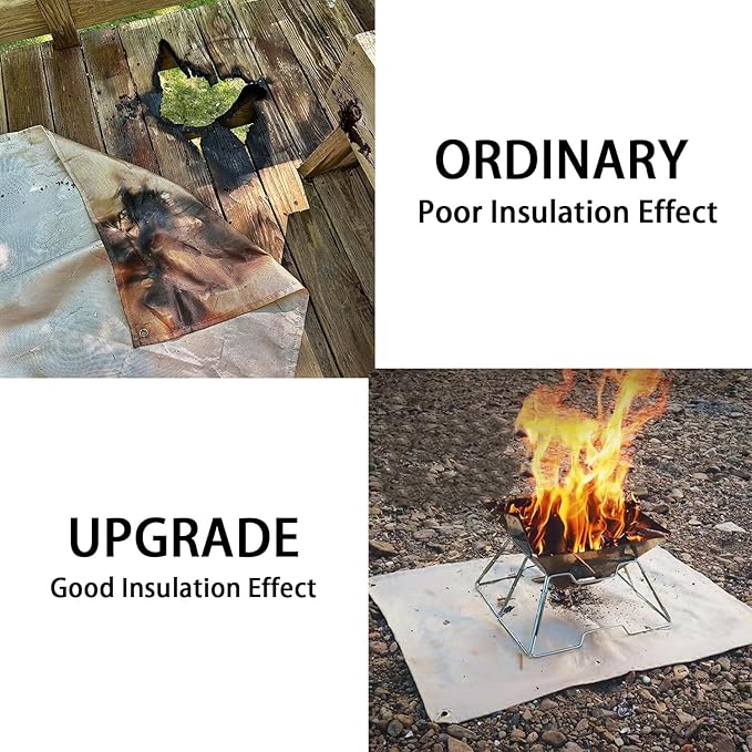 Fire Pit Mat 24" x 32" Thickened Tent Stove Mat Fireproof Wood Stove Under Grill Pad for Deck BBQ Lawn Protection