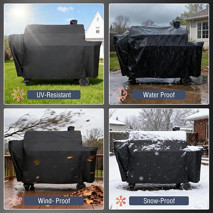 Grill Cover for Pit Boss 1100 Pro Series Triple-Function Combo Grill PB1100PSC1/PB1100PSC2 Sportsman PB1230 Wood Pellet/Gas Combo Grill, Heavy Duty 600D Waterproof Fabric Grill Cover for PB 67364