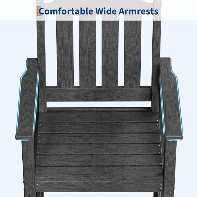Garvee Outdoor Patio Bar Height Chair Set of 4, All-Weather HDPE Bar Height Barstools Widened Chair Set, Adirondack Chairs Set with Widened Armrests for Garden, Poolside, Bistro